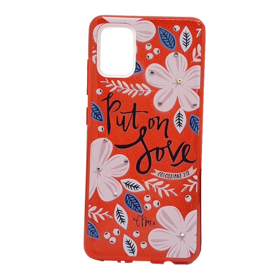 Husa Flowers Glitter pentru Apple iPhone 11 Pro, cu mesaj, rosie 1