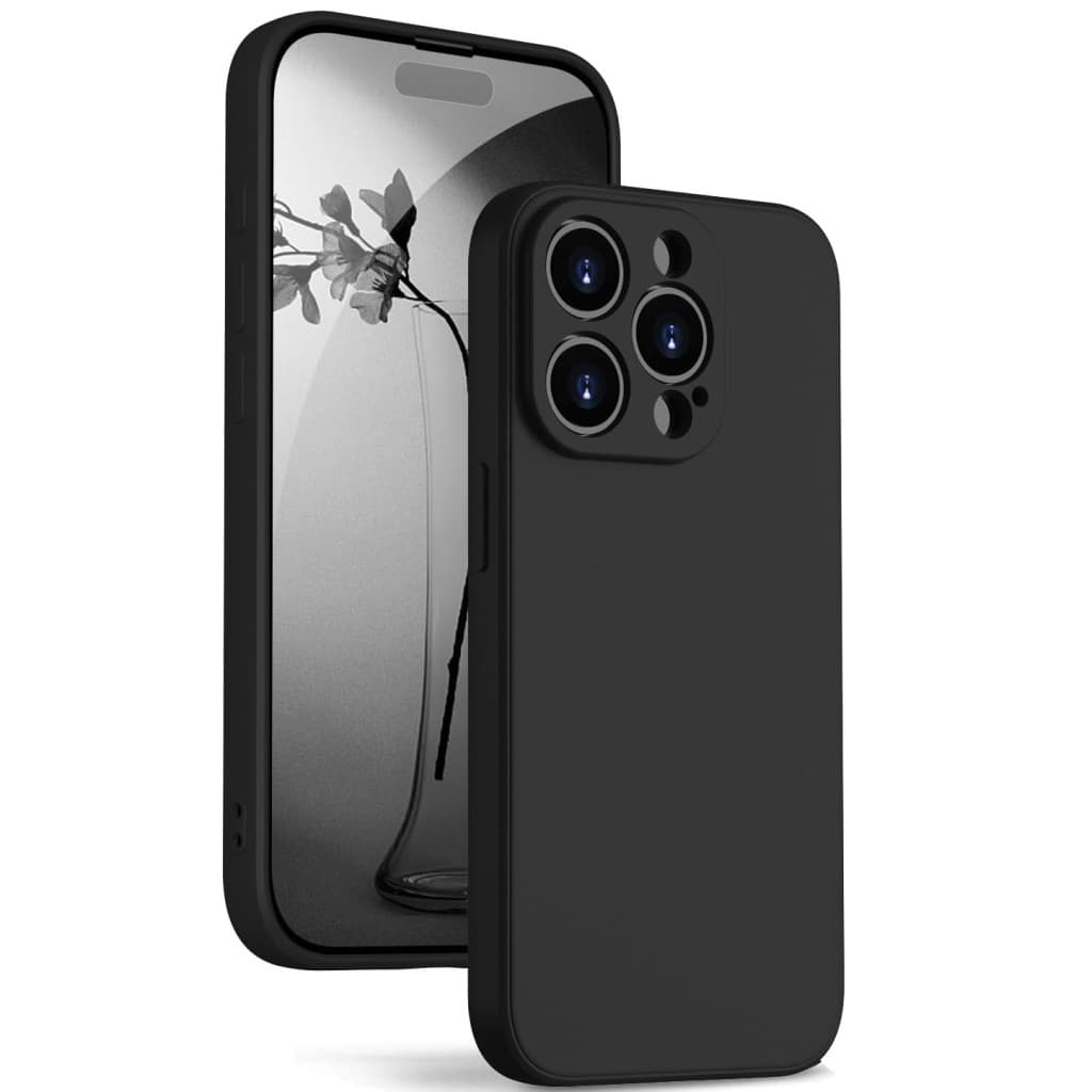Husa Apple iPhone 14 Pro Max, Luxury Silicone, catifea in interior, protectie camere, neagra 1