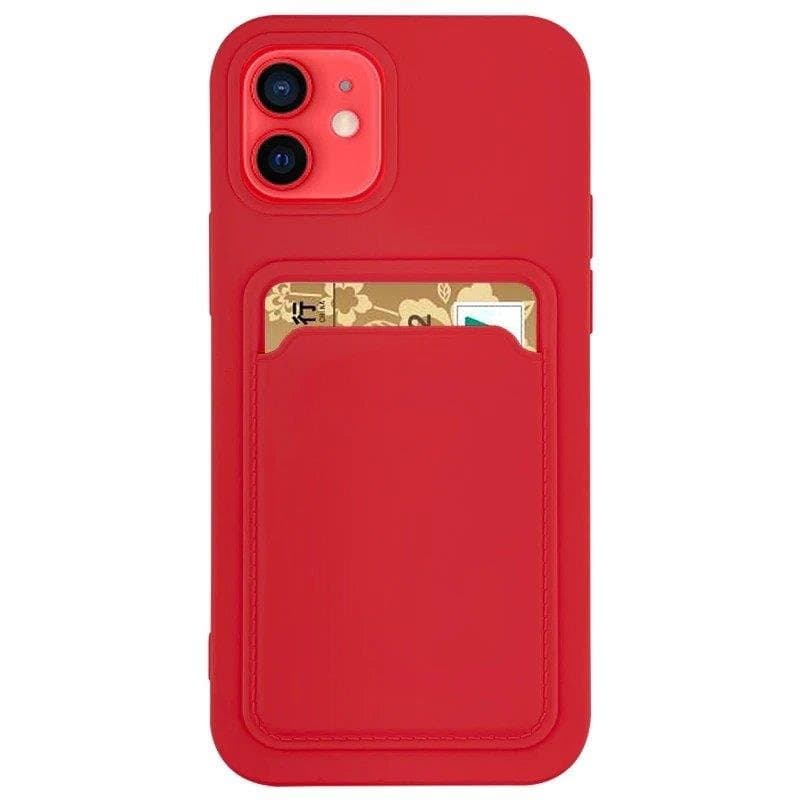 Husa protectie Card Case pentru Apple iPhone 12 Pro, buzunar pentru carduri/cartele, rosie 1