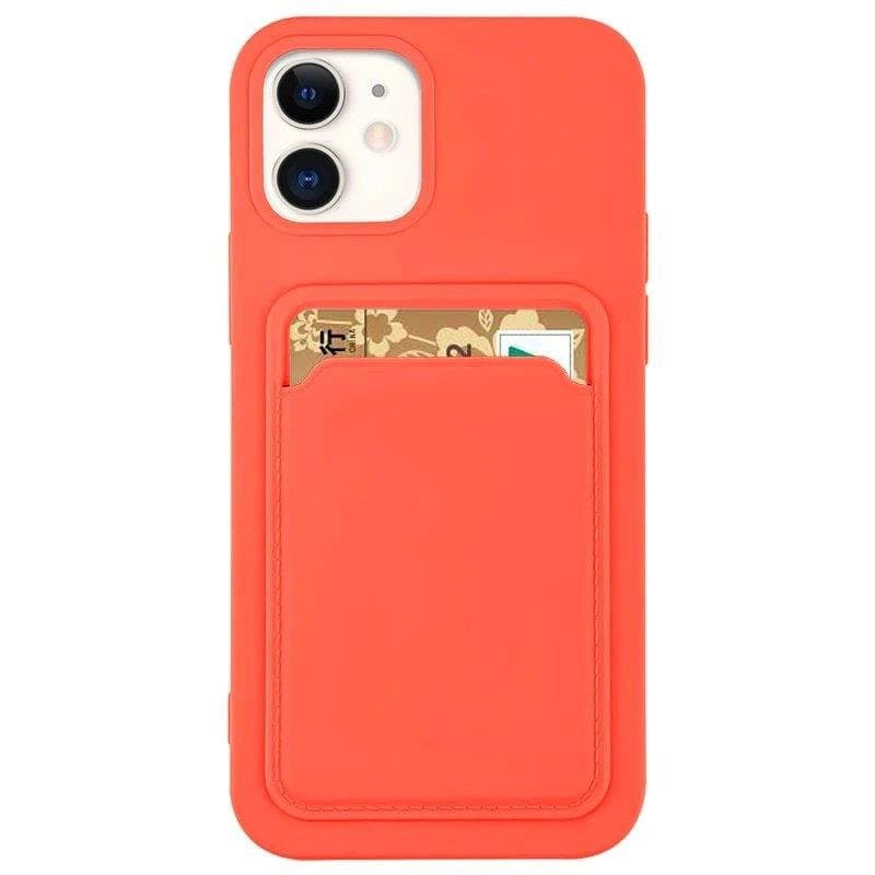 Husa protectie Card Case pentru Apple iPhone 12 Pro, buzunar pentru carduri/cartele, rosu deschis 1