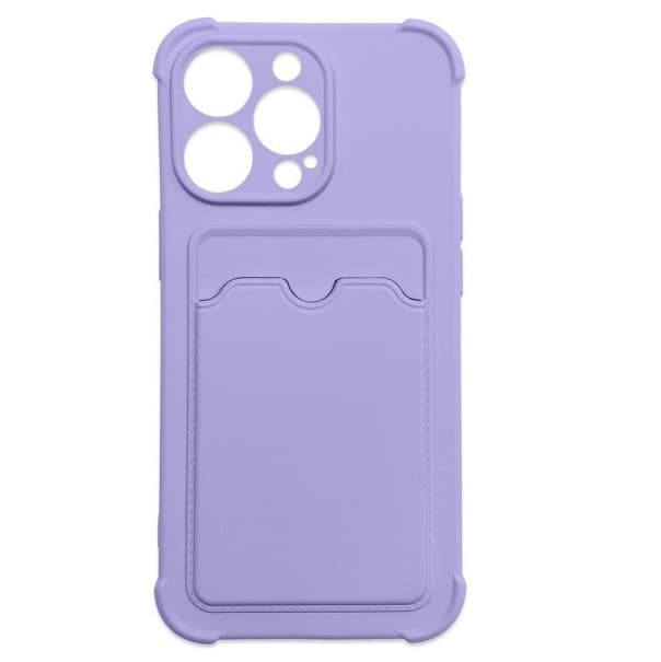 Husa protectie Card Case pentru Apple iPhone 13 Pro Max, buzunar pentru carduri/cartele, mov 1
