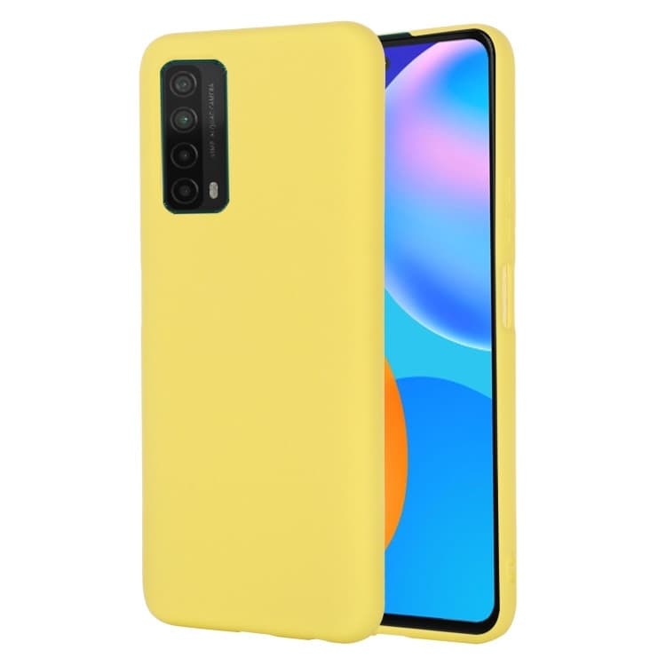 Husa Huawei P Smart 2021 Luxury Silicone, catifea in interior, galbena 1