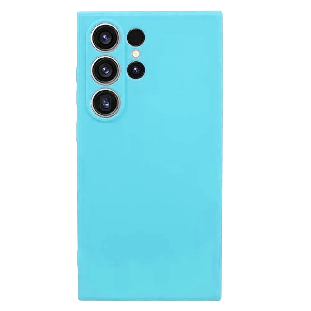Husa Samsung Galaxy S23 Ultra, Luxury Silicone, catifea in interior, protectie camere, albastru deschis 1