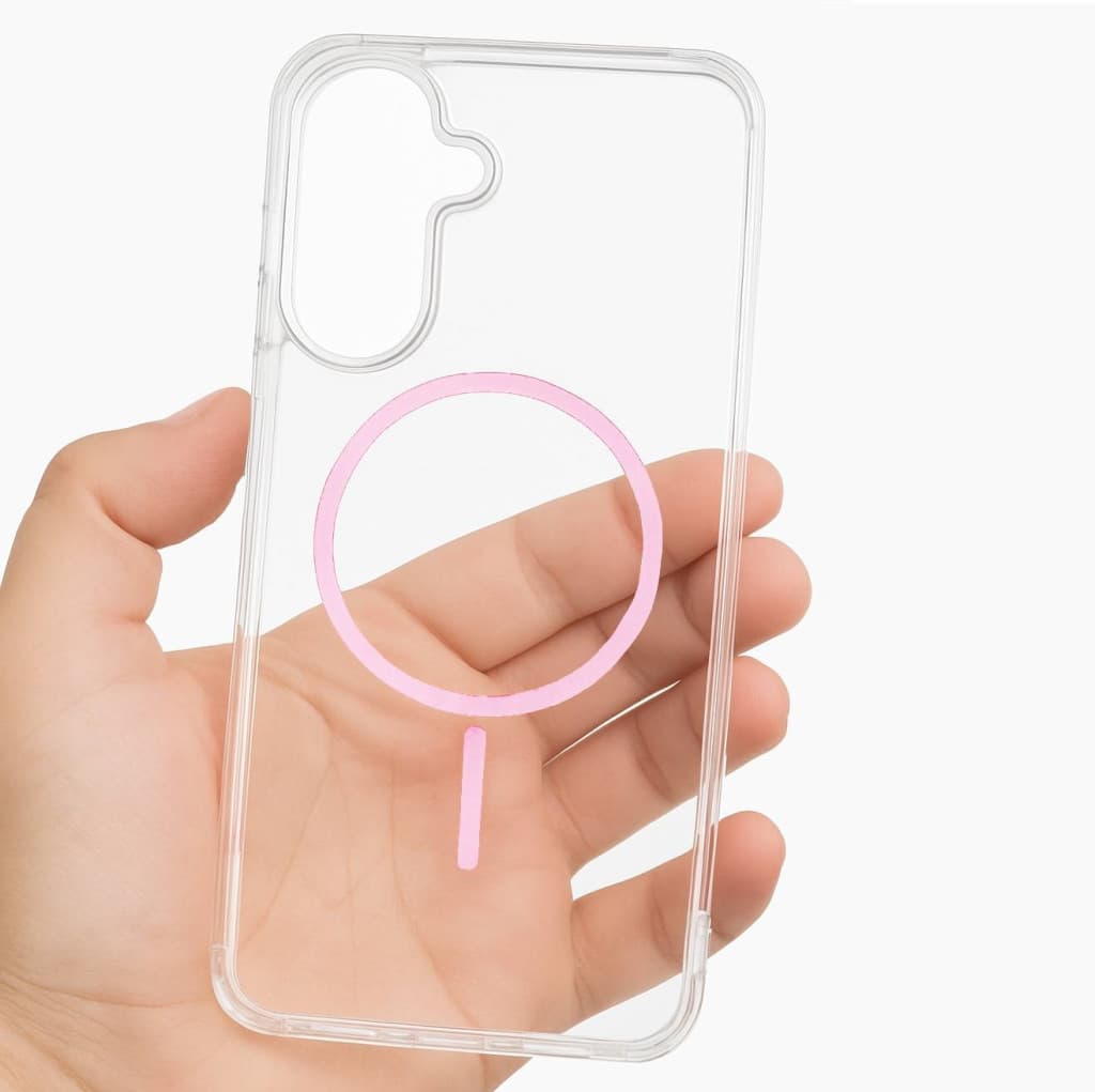 Husa protectie Samsung Galaxy S24 Ultra, Colorful MagSafe, TPU, clear pink 1