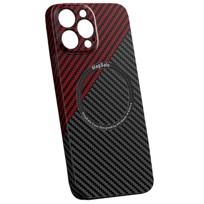 Husa Apple iPhone 14 Pro Max, iPefet Carbon, textura kevlar, Magsafe, negru/rosu 1