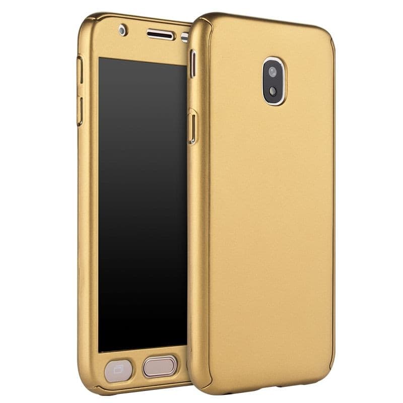 Husă Full Cover 360° pentru Samsung Galaxy J3 2017 (față + spate + sticlă), aurie 1