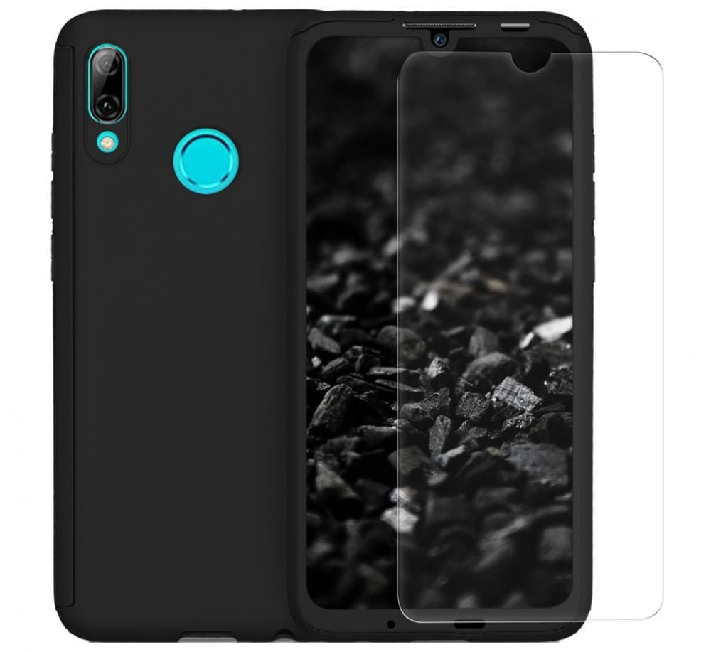 Husă Full Cover 360° pentru Huawei P Smart 2019 (față + spate + sticlă), neagră 1