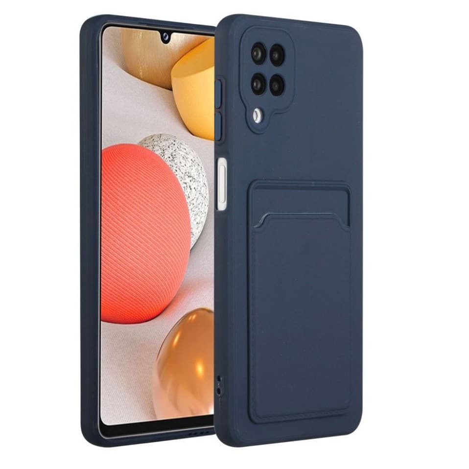 Husa protectie Card Case pentru Samsung Galaxy A12, buzunar pentru carduri/cartele, albastru inchis 1
