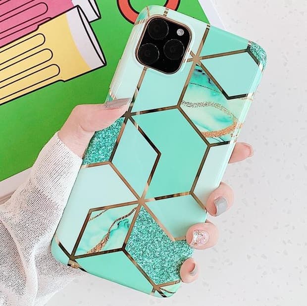 Husa protectie Geometric Marble pentru Apple iPhone 12, model 2 1