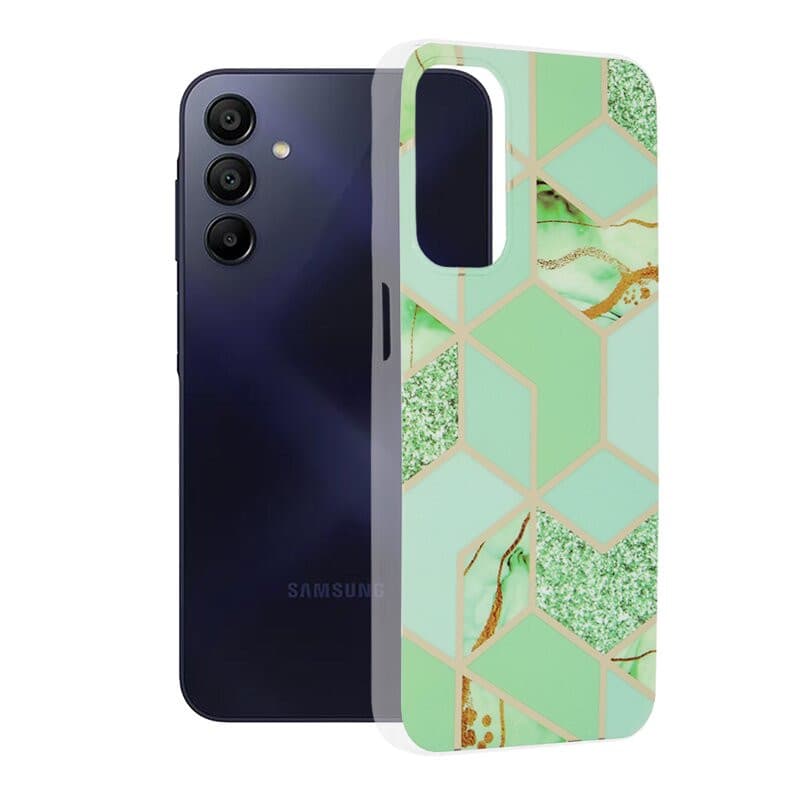 Husa Samsung Galaxy S21 5G, TPU marble geometric, verde 1