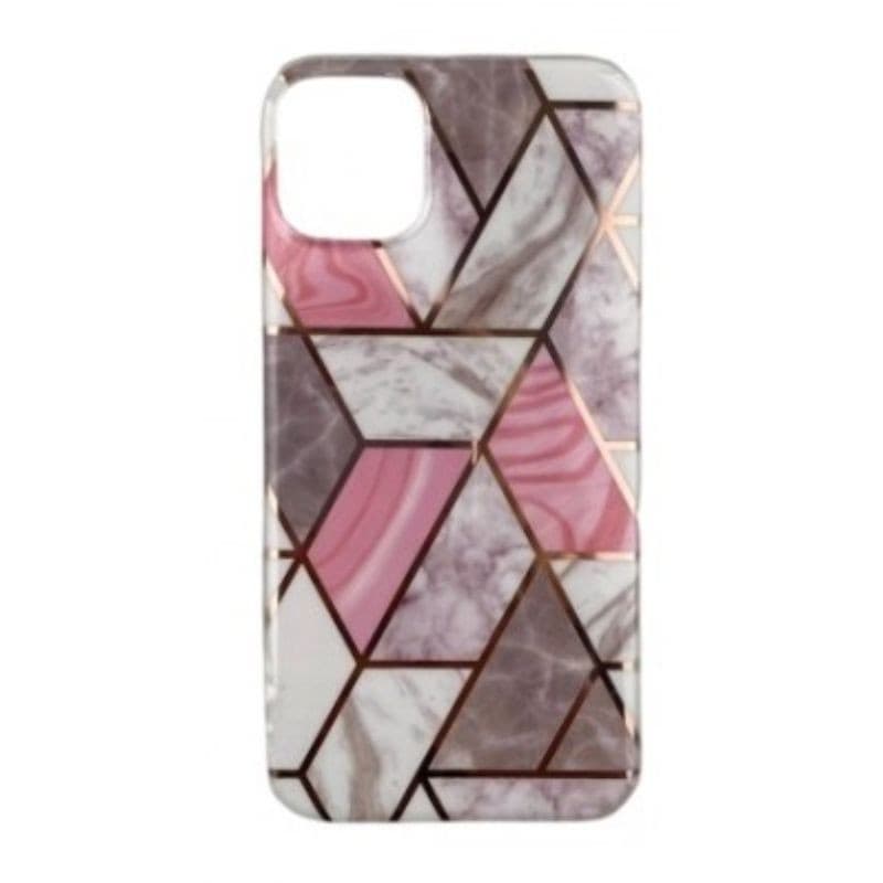 Husa protectie compatibila cu Huawei P40 Lite 5G / Nova 7 SE Soft IMD TPU Marble Geometric Alb 1