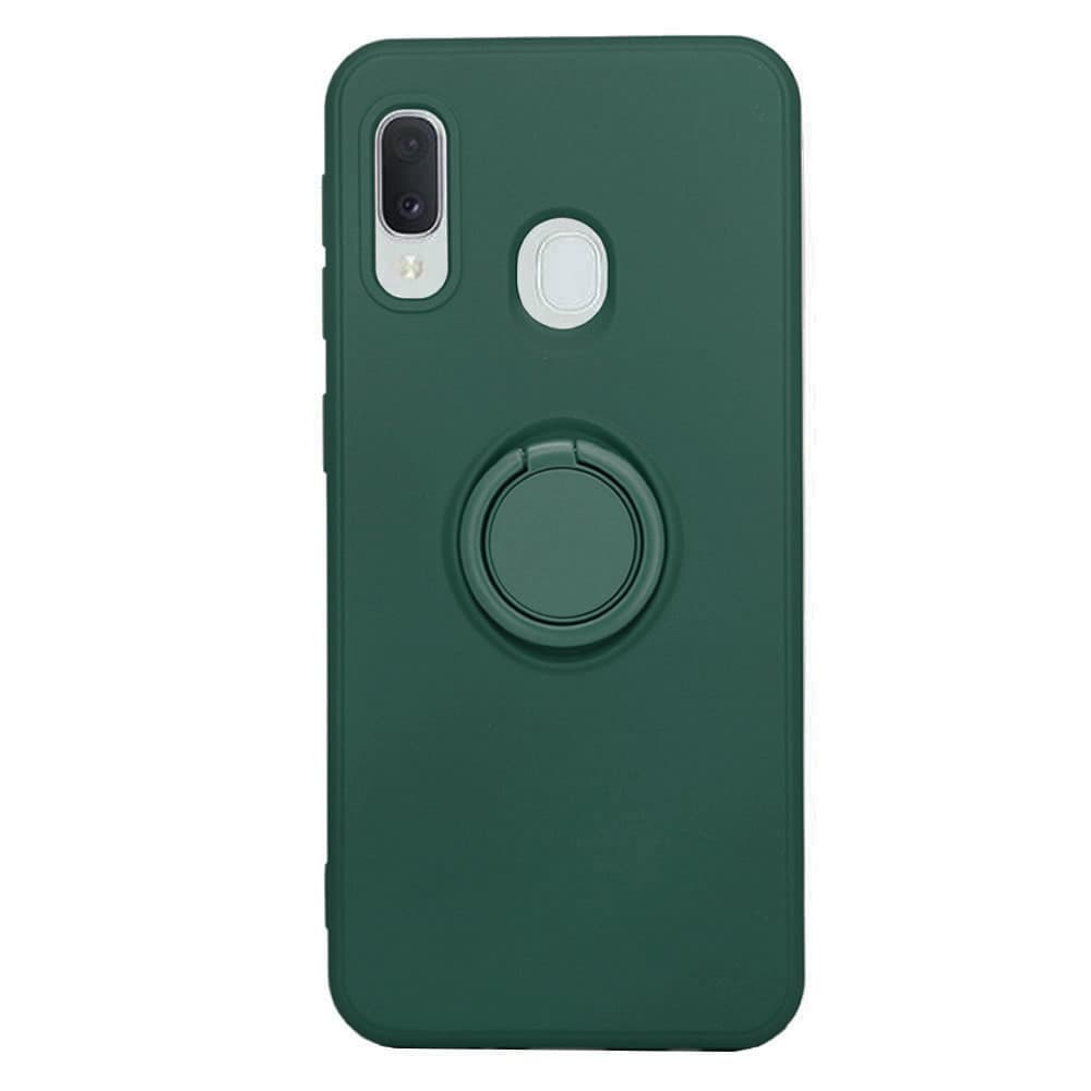 Husa Samsung Galaxy A20e, Ring Silicone, inel rotativ, catifea in interior, verde 1