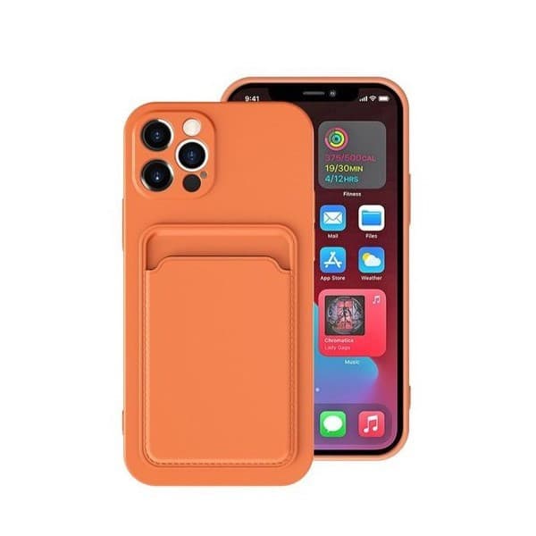 Husa protectie cu suport card compatibila cu Apple iPhone 12 Pro Portocaliu 1