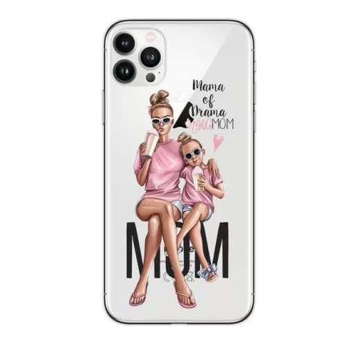 Husa Apple iPhone 13 Pro Max, Printed Glass, sticla + TPU, model Mama of Drama 1