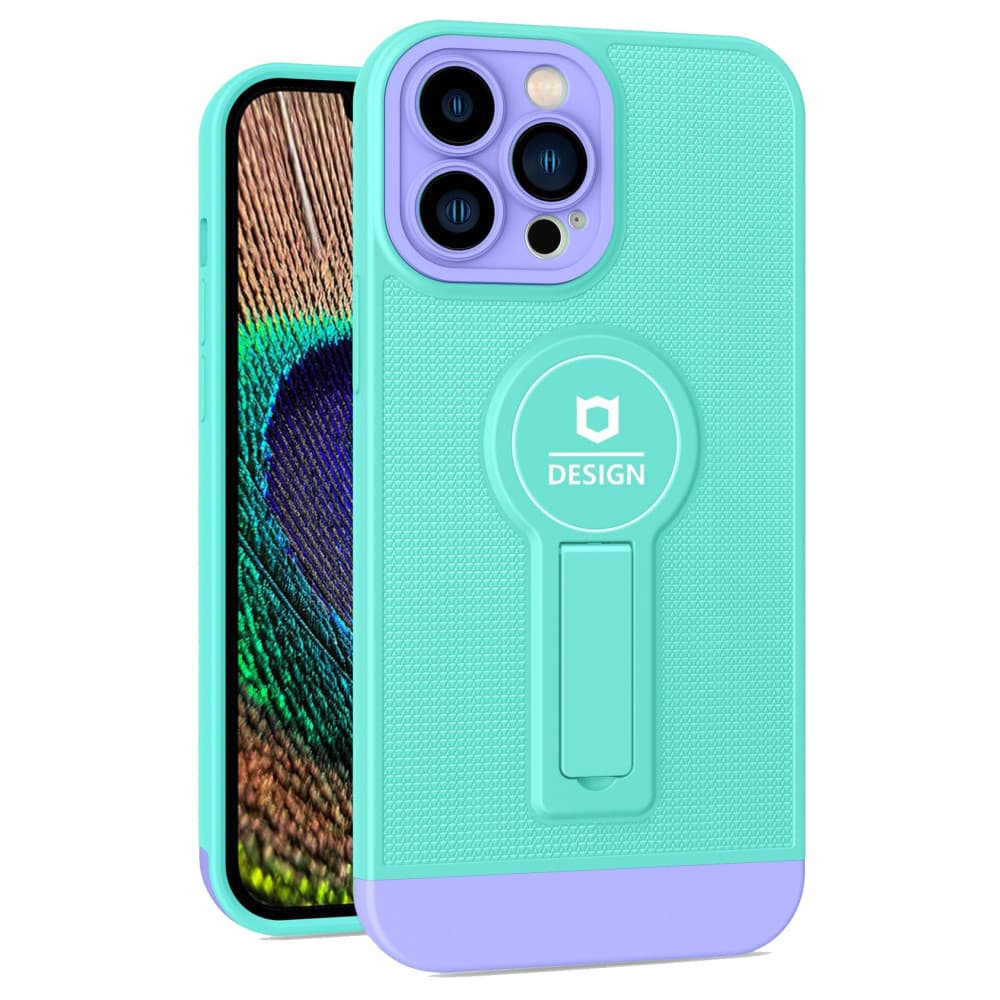 Husa Apple iPhone 11 Pro, Armor Design, functie stand, insertie metalica pentru suport auto magnetic, turcoaz/lila 1