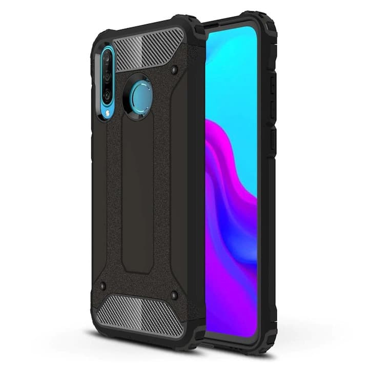 Husa protectie Huawei P40 Lite E, Armor Case, hibrid PC + TPU, neagra 1