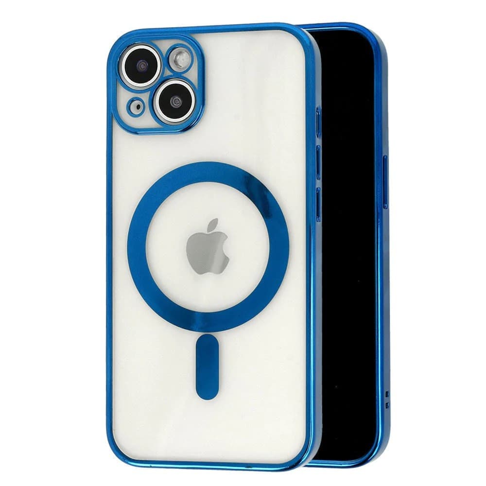Husa Apple iPhone 11, Magsafe Electroplating TPU, protectie camera, margini albastre 1