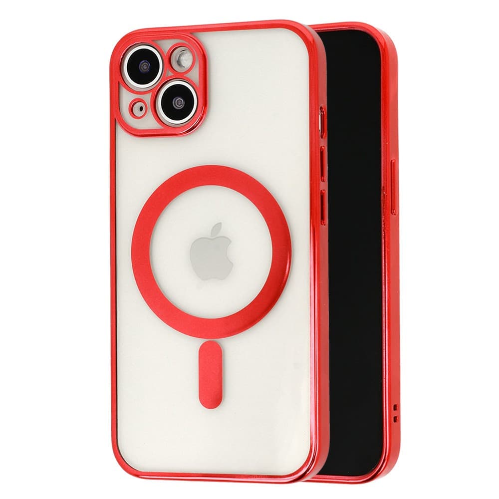 Husa Apple iPhone 11, Magsafe Electroplating TPU, protectie camera, margini rosii 1