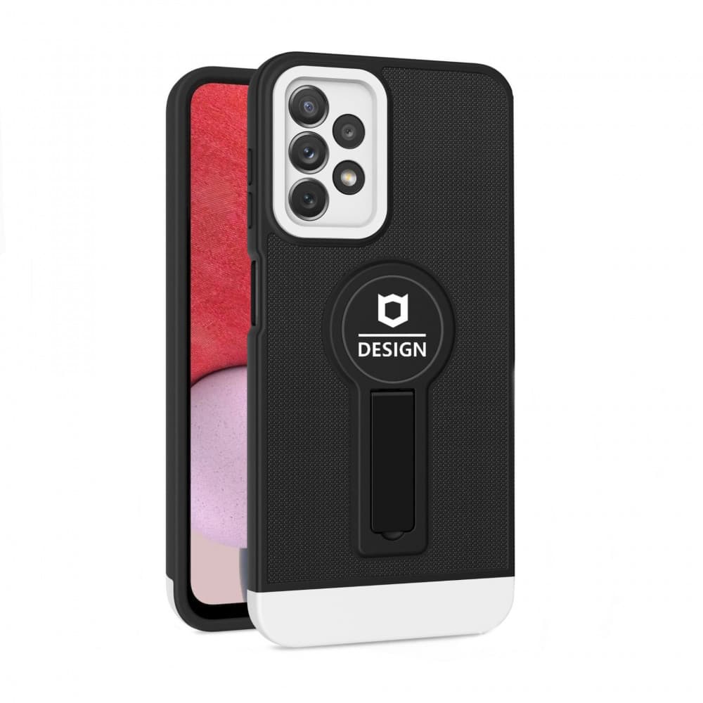 Husa Samsung Galaxy S21 FE , Armor Design, functie stand, insertie metalica pentru suport auto magnetic, negru/alb 1