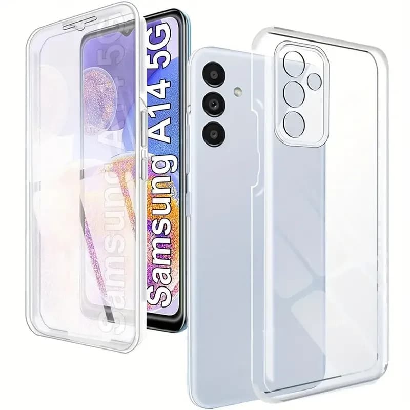 Husa protectie Samsung Galaxy A14 4G/5G (fata + spate), Fully PC & PET 360°, transparenta 1