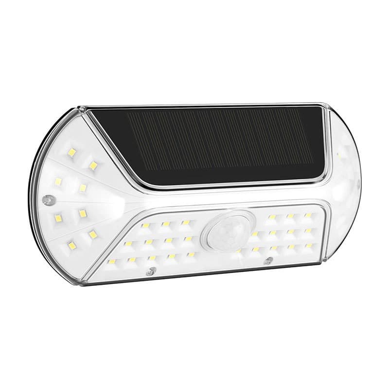 Aplica solara LED SMD pentru perete, cu senzor de miscare, dreptunghiulara, IP44, luminozitate mare 40 LED-uri, 3.7V, 1200mah, autonomie 8 ore, 19.2 x 8.9 cm, alb rece 1