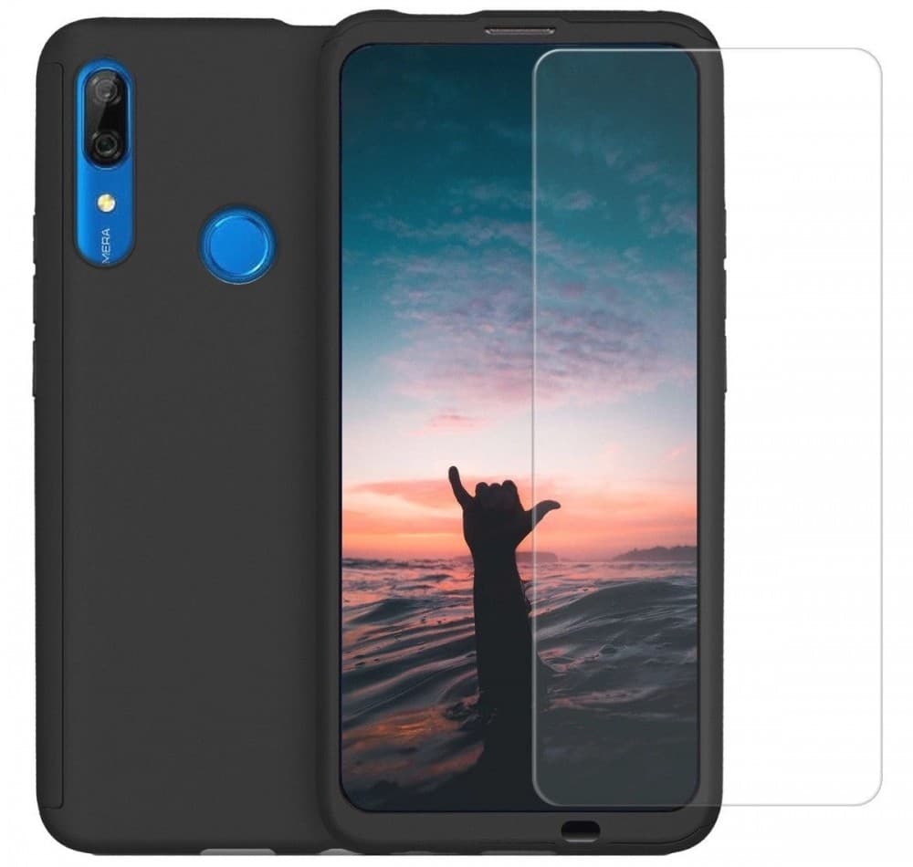 Husă Full Cover 360° pentru Huawei P40 Lite E (față + spate + sticlă), neagra 1