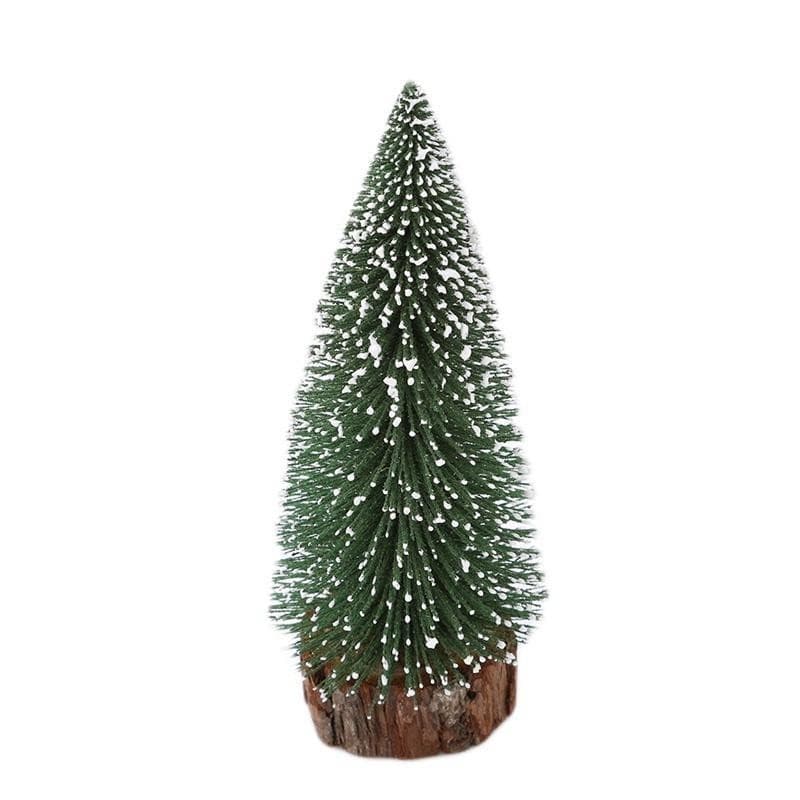 Brad artificial de Craciun, ornament pentru masa, pe suport lemn, 20 cm, argintiu 1