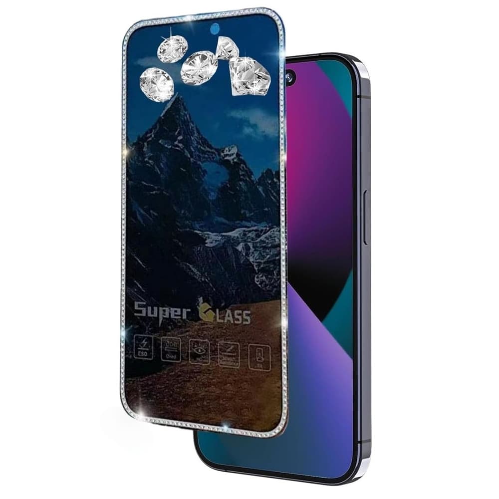 Folie sticla Apple iPhone 15 Pro, Full Glue ESD Privacy, pietricele decorative 1