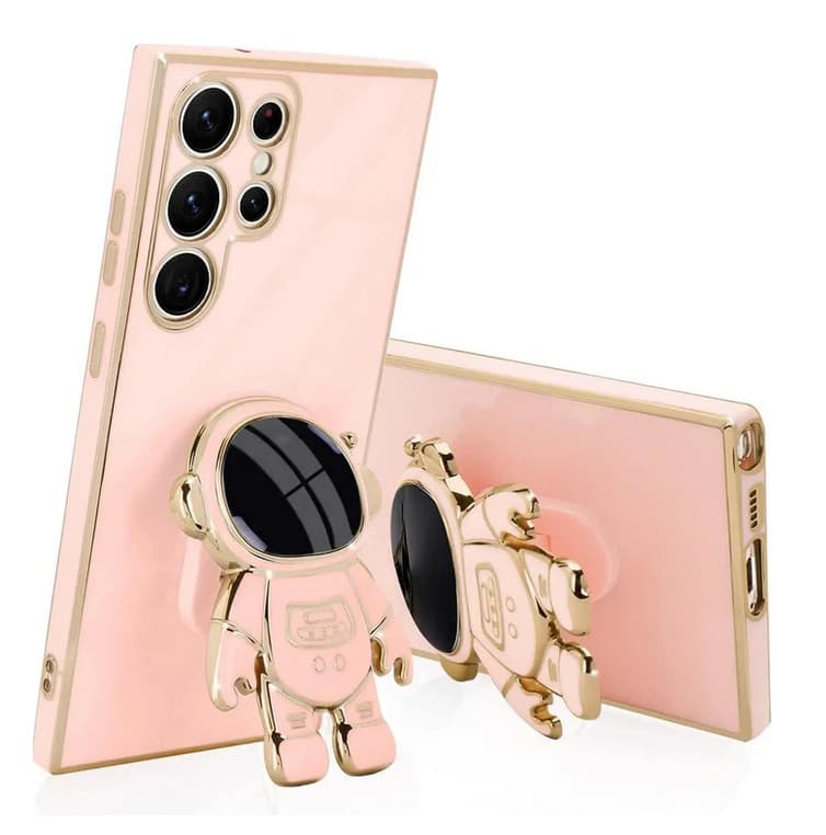 Husa Samsung Galaxy S24 Ultra, Astronaut Case, protectie camera, functie stand expunere, roz 1
