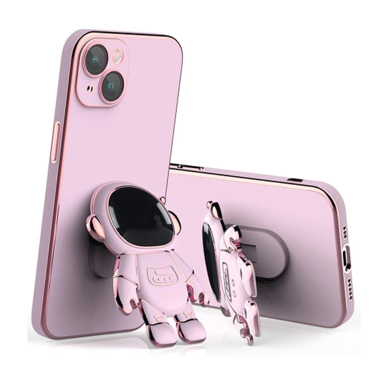 Husa Apple iPhone 15, Astronaut Case, protectie camera, functie stand expunere, roz 1