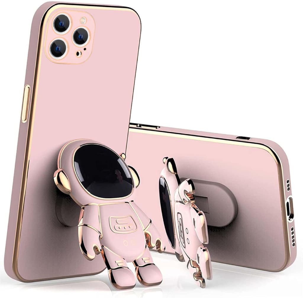 Husa Apple iPhone 15 Pro, Astronaut Case, protectie camera, functie stand expunere, roz 1
