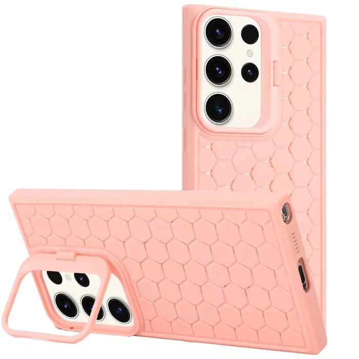 Husa Samsung Galaxy S24 Ultra, HoneyComb Bracket, functie stand, roz pal 1