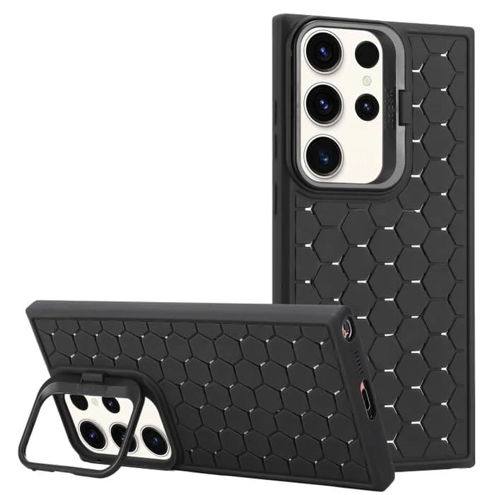 Husa Samsung Galaxy S23 Ultra, HoneyComb Bracket, functie stand, neagra 1