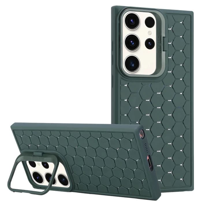 Husa Samsung Galaxy S23 Ultra, HoneyComb Bracket, functie stand, verde 1