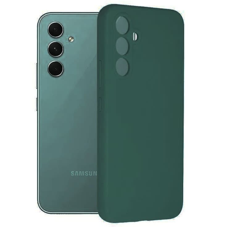 Husa Samsung Galaxy A55, Luxury Silicone, protectie camera, catifea in interior, verde 1