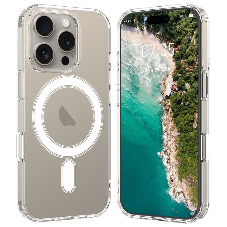Husa protectie Apple iPhone 16 Pro, Magsafe, SnapOn, AntiDrop, Acryl+TPU, transparenta 1