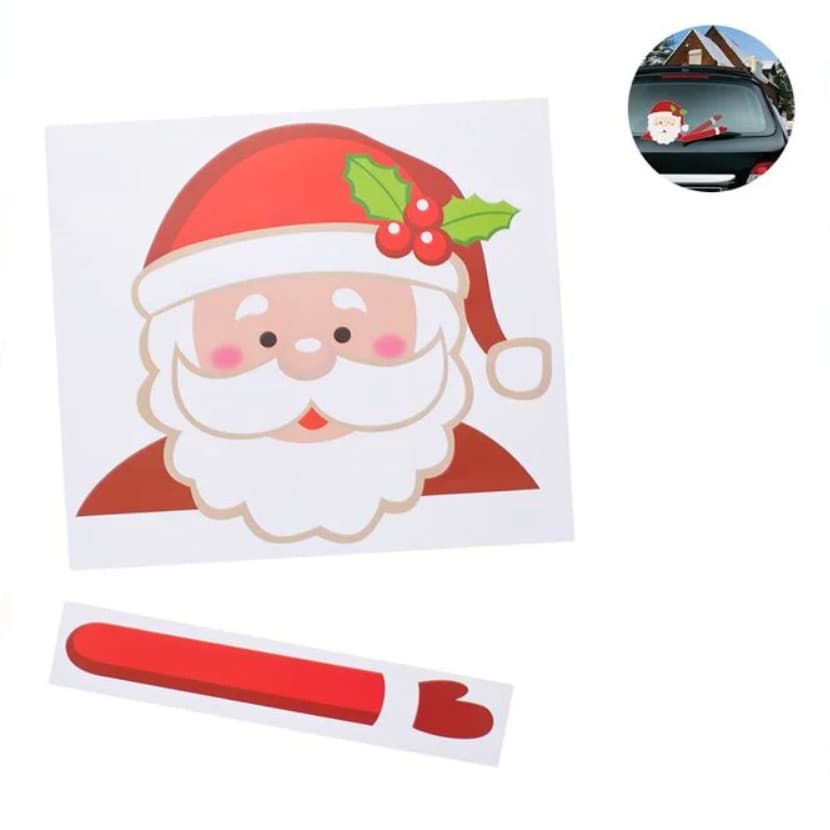 Autocolant auto decorativ cu Mos Craciun ce saluta, 20.7 x 26.7 cm 1