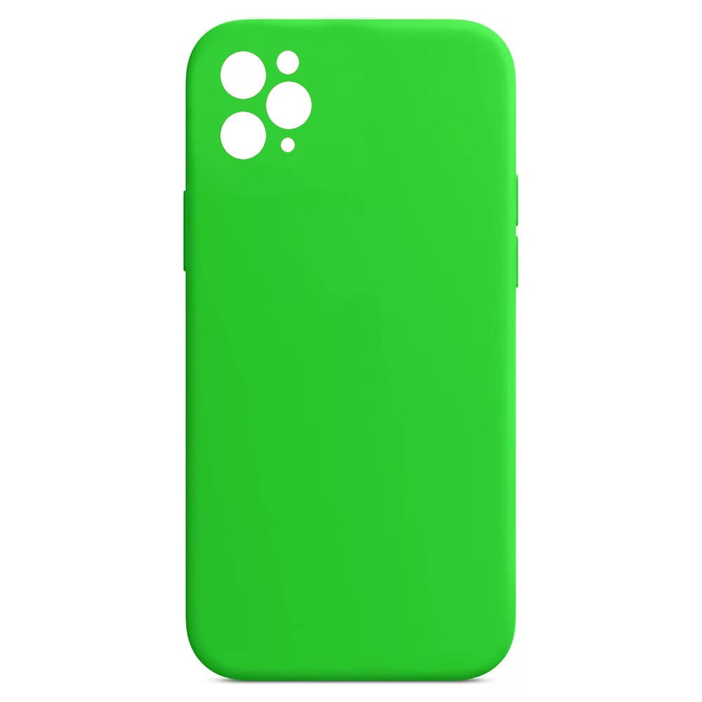 Husa Apple iPhone 11 Pro, Luxury Silicone, catifea in interior, protectie camere, verde neon 1