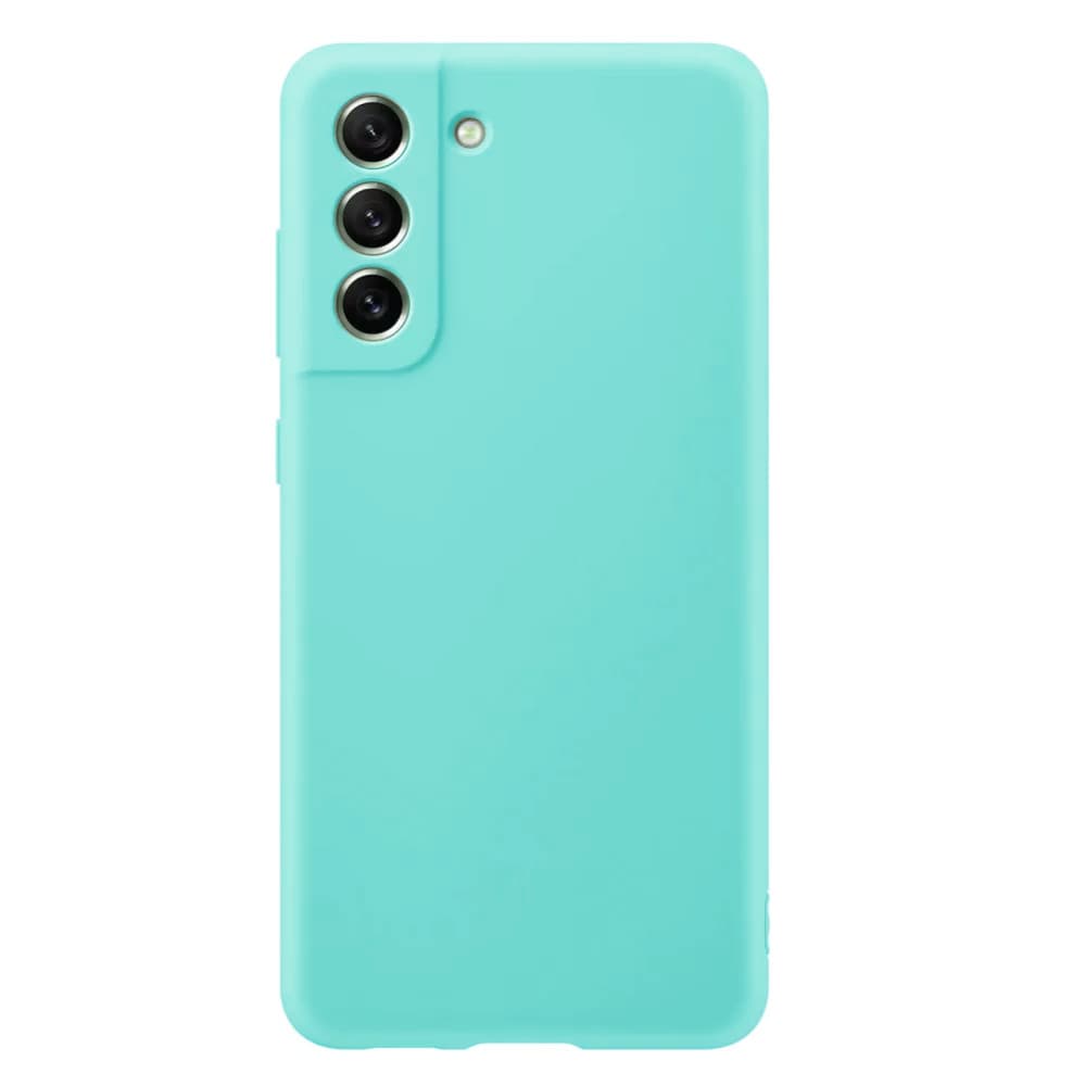 Husa Samsung Galaxy S21 FE Luxury Silicone, catifea in interior, protectie camere, turcoaz 1