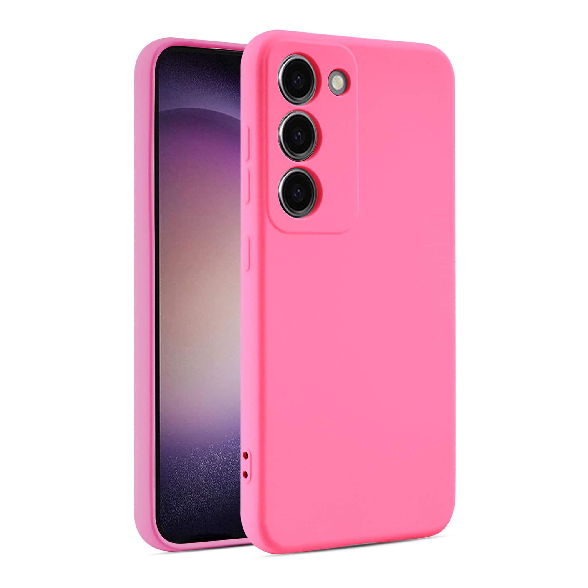 Husa Samsung A21s Luxury Silicone, catifea in interior, protectie camera, Neon Pink