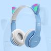 Casti Bluetooth Over Ear P47M, cu urechi, lumina LED RGB, albastru deschis