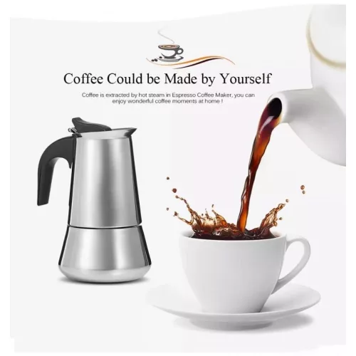 Cafetiera, espresso maker, otel inoxidabil, 600 ml, 12 cesti