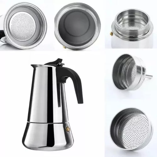 Cafetiera, espresso maker, otel inoxidabil, 600 ml, 12 cesti
