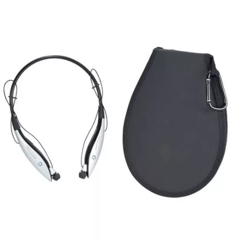 Casti Bluetooth Echo Jogging, suport de gat cu speaker incorporat, microfon, husa, negre/argintii