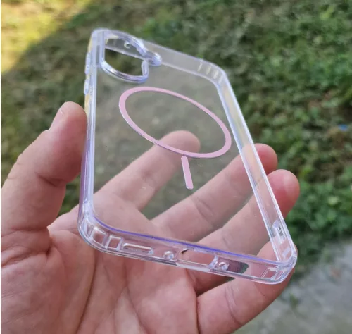 Husa protectie Samsung Galaxy A56, Colorful MagSafe, TPU, clear pink