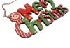Decoratiune Craciun din lemn, Merry Christmas, rosu/verde