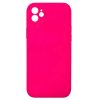 Husa Apple iPhone 12 Luxury Silicone, catifea in interior, protectie camere, roz ciclam