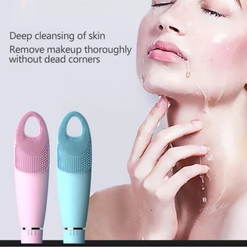 Perie de curatare a fetei HQ-1812, aparat pentru masaj facial, impermeabil, ultrasunete, albastra
