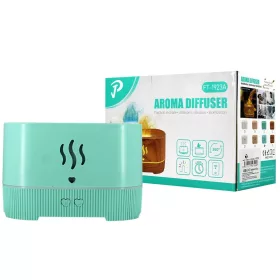   Umidificator aer, difuzor aromaterapie FT-1923A, efect flacara, telecomanda, turcoaz