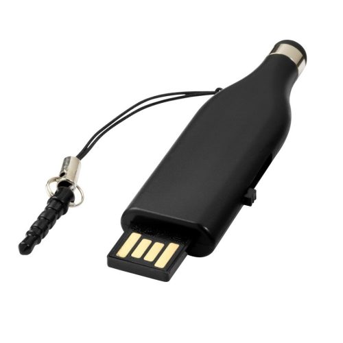 Stick memorie USB 2GB, functie stylus, prindere prin protectie conector jack, negru